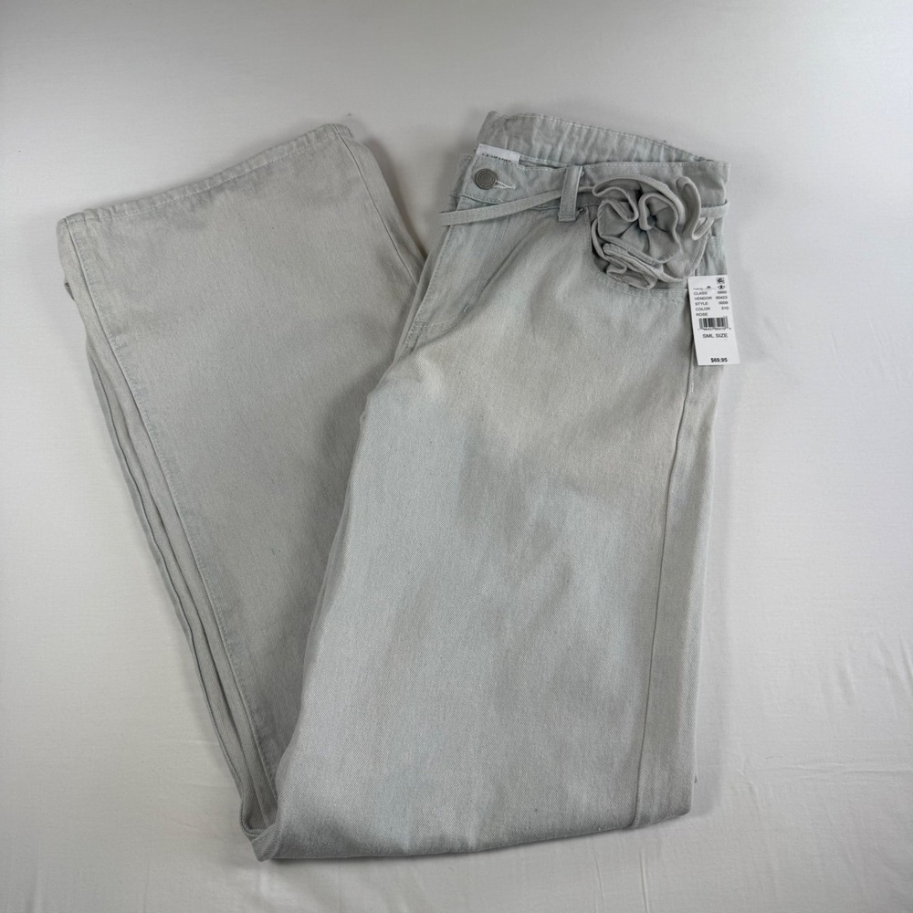 NEW LA Hearts Light Indigo Rose Belted Low Rise‎ Baggy Jeans